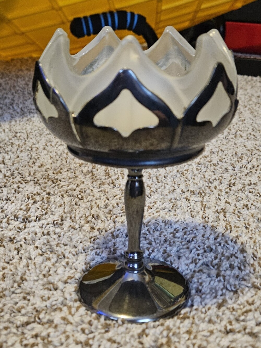 Vintage Goblet With Smokey Glass And Silver Holder -Great For Candles/trinkets